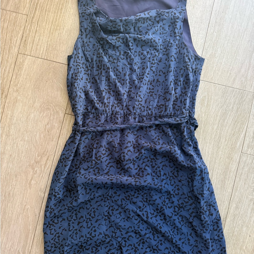 Theory Navy and Black Sleeveless Midi Dress